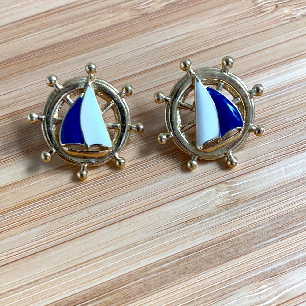 Vintage gold sailor earrings